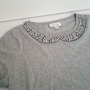 Rhinestone Peterpan Collar Sweater Top
